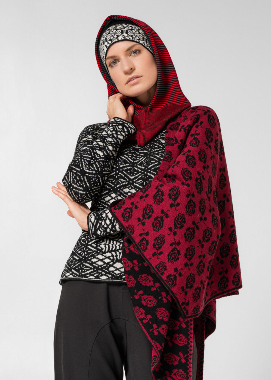 <b>Stola Rosen</b> <i>classic</i> schwarz-bordeaux